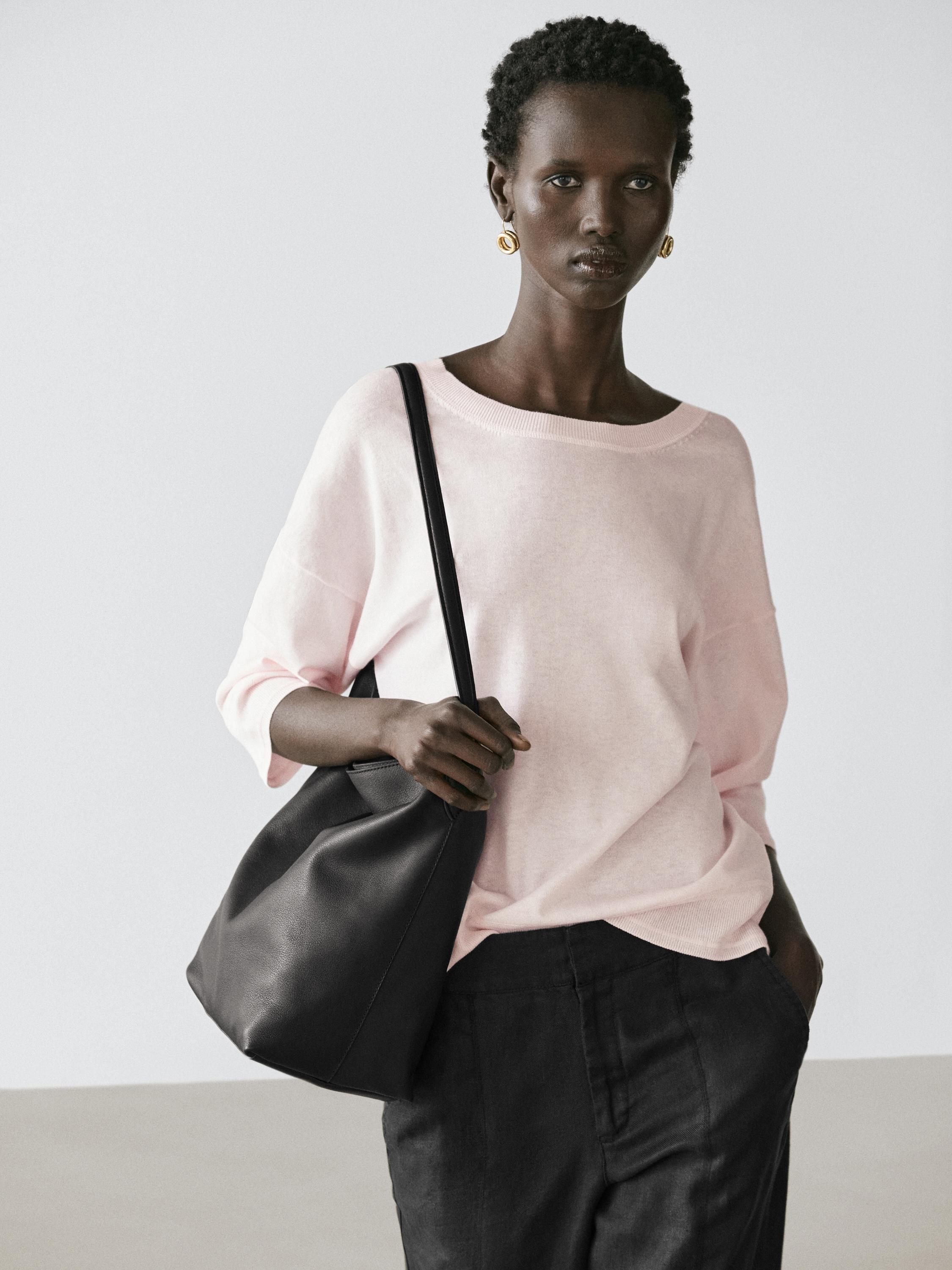 Cotton blend knit sweater
